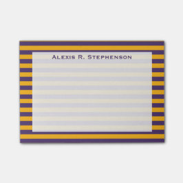Bloco De Notas Monograma Faixa Roxo Escuro e Amarelo Dourado
