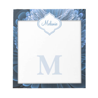 Bloco De Notas Monograma Floral Azul Icy