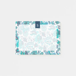 Bloco De Notas Monograma Floral Blue Boho Vintage