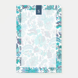 Bloco De Notas Monograma Floral Blue Boho Vintage
