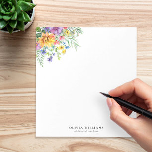 Bloco De Notas Monograma Floral Colorido Elegante