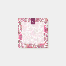 Bloco De Notas Monograma Floral de Boho Rosa