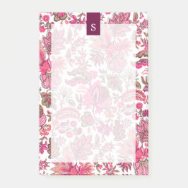 Bloco De Notas Monograma Floral de Boho Rosa
