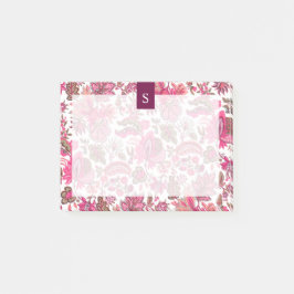 Bloco De Notas Monograma Floral de Boho Rosa