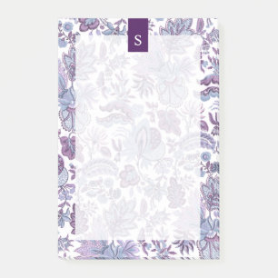 Bloco De Notas Monograma Floral de Boho Roxo