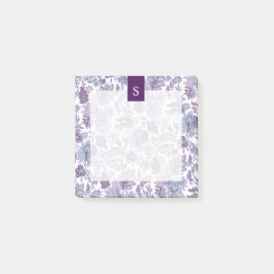 Bloco De Notas Monograma Floral de Boho Roxo