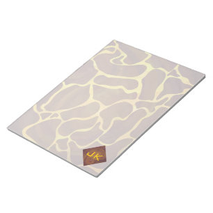 Bloco De Notas Monograma Giraffe Brown, Impressão amarelo