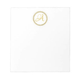 Bloco De Notas *~* Monograma Inicial Minimal Glitter Dourado Femi
