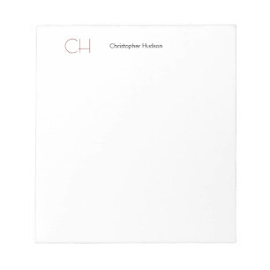Bloco De Notas Monograma Inicial Moderno Minimalista Simples