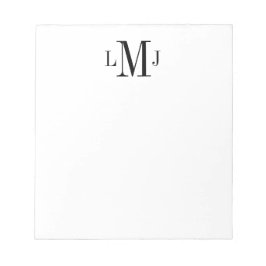 Bloco De Notas Monograma inicial simples preto