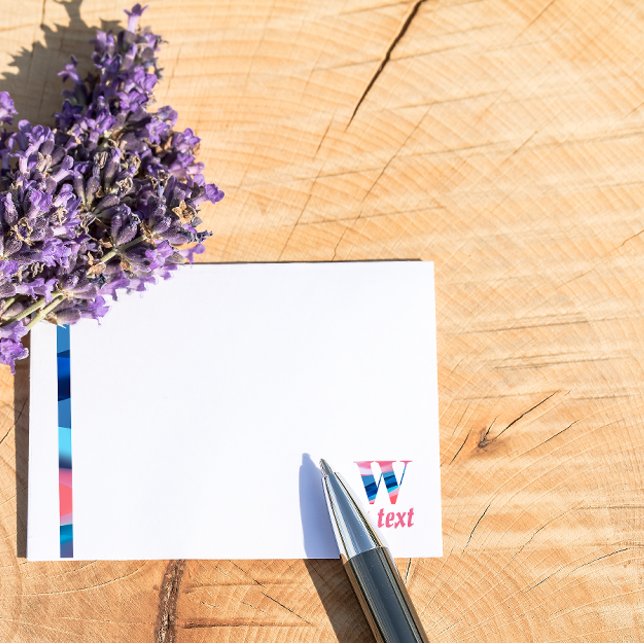 Bloco De Notas Monograma inicial W notas de gradiente azul coral (Criador carregado)