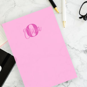 Bloco De Notas Monograma legal de Script de Tendência Rosa Monocr