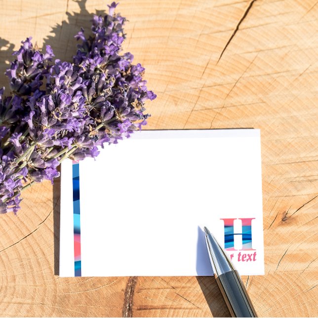 Bloco De Notas Monograma - letra azul-coral - notas H (Criador carregado)