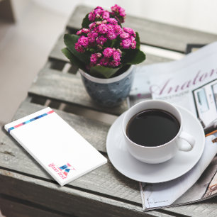 Bloco De Notas Monograma - letra azul-coral notas K