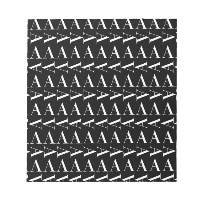 Bloco De Notas Monograma - Letra Inicial A, Escolher Cor de Fundo (Frente)