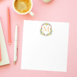 Bloco De Notas Monograma Limão Crest, Rosa E Laranja Personalizad