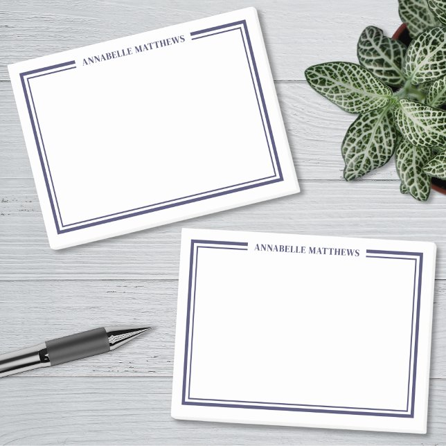 Bloco De Notas Monograma Minimalista Azul Marinho (Navy Blue Minimalist Monogram Post-it Notes)