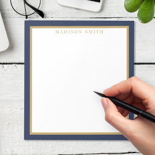 Bloco De Notas Monograma Minimalista Azul Marinho e Dourado