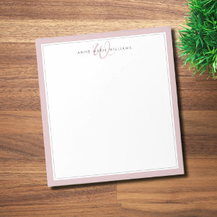 Bloco De Notas Monograma Minimalista Dusty Lilac com Duas Bordas