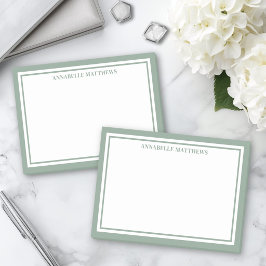 Bloco De Notas Monograma Minimalista em Verde Salvia