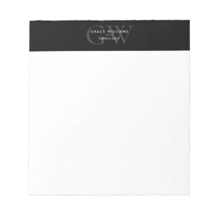 Bloco De Notas Monograma Minimalista Inicial Profissional