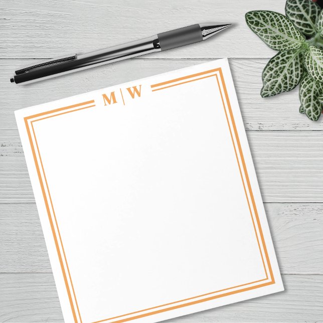 Bloco De Notas Monograma Minimalista Laranja (Orange Minimalist Monogram Notepad)