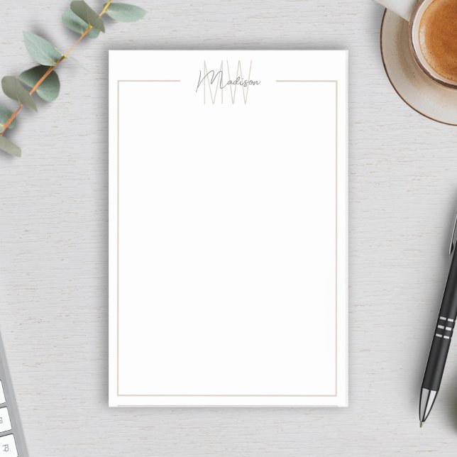 Bloco De Notas Monograma minimalista moderno (Modern Minimalist Monogram Post-it Notes by MINTIC DESIGN STUDIO)