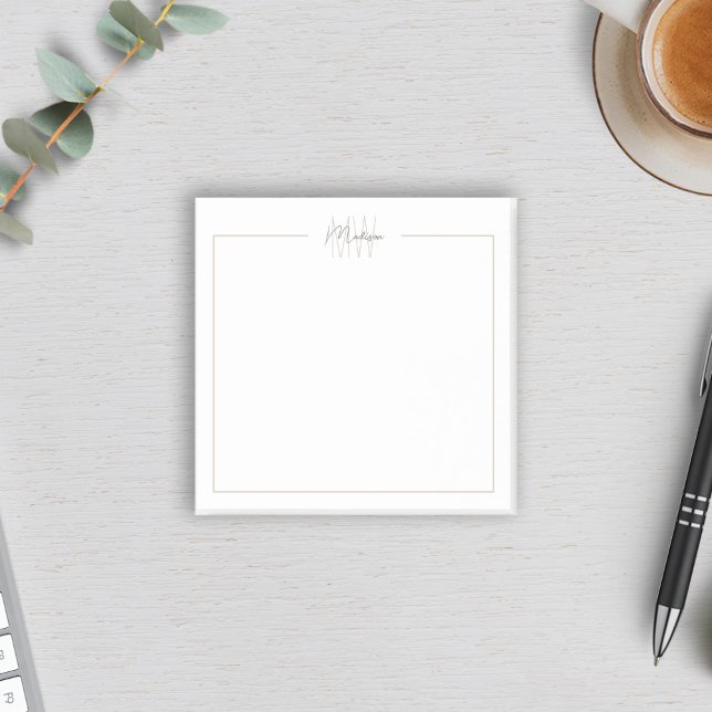 Bloco De Notas Monograma minimalista moderno (Modern Minimalist Monogram Post-it Notes by MINTIC DESIGN STUDIO)