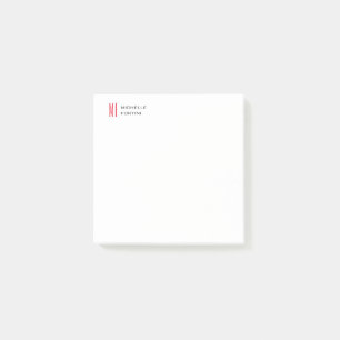 Bloco De Notas Monograma Minimalista Moderno Vermelho Branco Plan