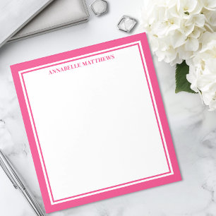 Bloco De Notas Monograma Minimalista Rosa Quente