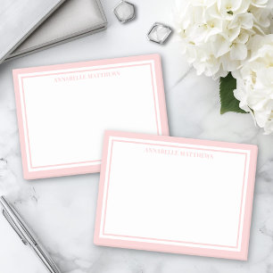 Bloco De Notas Monograma Minimalista Rosa Rubor