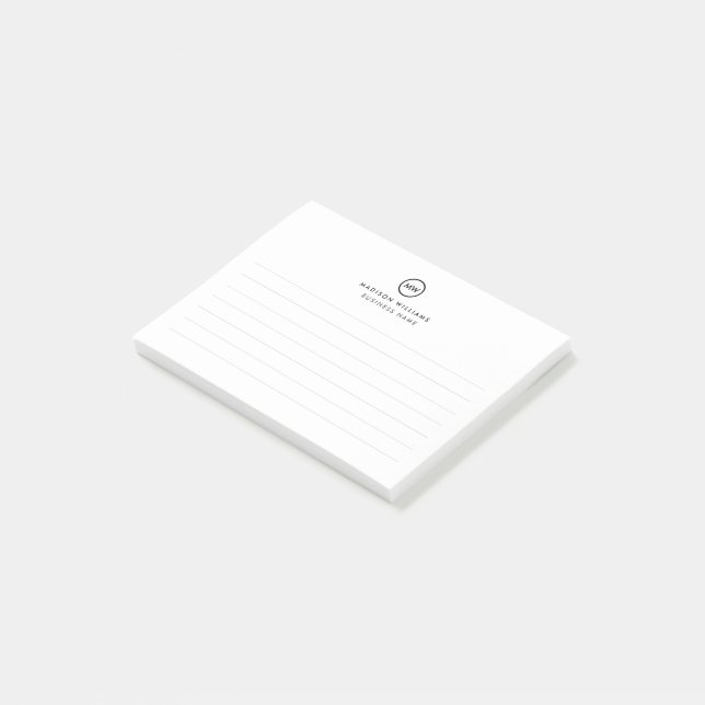 Bloco De Notas Monograma mínimo personalizado (Inclinado)