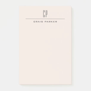Bloco De Notas Monograma Moderna Profissional Cor Pastel Simples