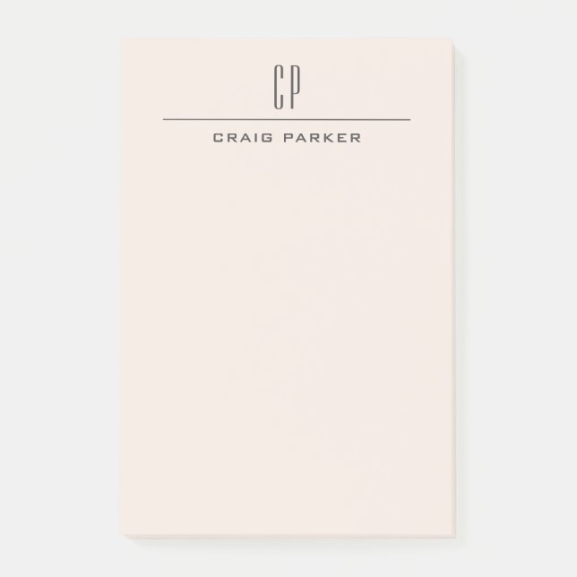 Bloco De Notas Monograma Moderna Profissional Cor Pastel Simples (Frente)
