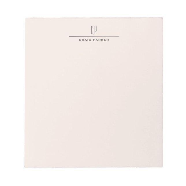 Bloco De Notas Monograma Moderna Profissional Cor Pastel Simples (Frente)