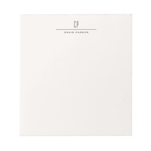 Bloco De Notas Monograma Moderna Profissional Cor Pastel Simples (Frente)