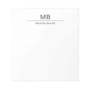 Bloco De Notas Monograma Moderna Profissional Minimalista