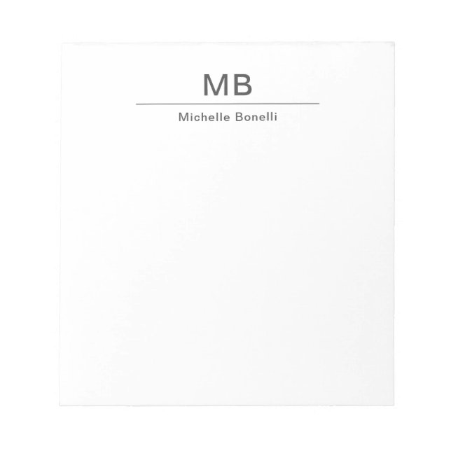 Bloco De Notas Monograma Moderna Profissional Minimalista (Frente)