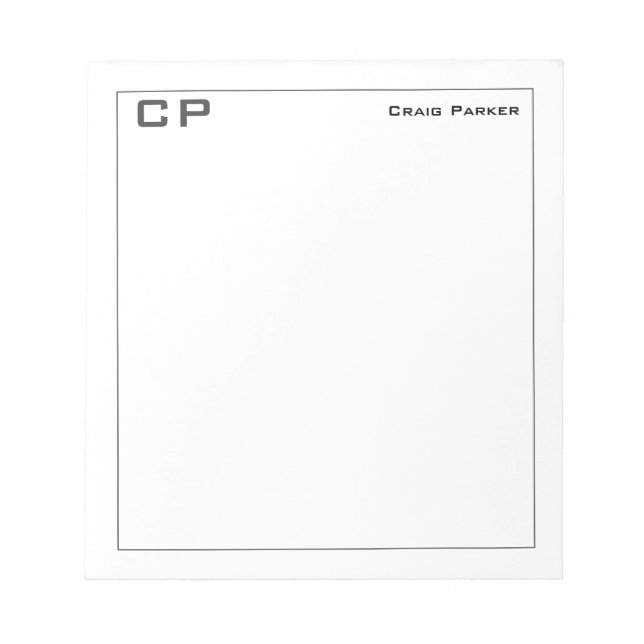Bloco De Notas Monograma Moderna Profissional Simples Minimalista (Frente)