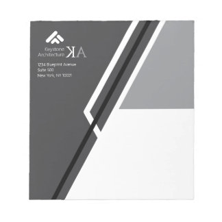 Bloco De Notas Monograma Moderno Arquiteto Bold Preto e Cinza