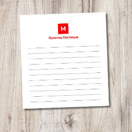 Bloco De Notas Monograma Moderno Chique Tendência Neon Vermelho 