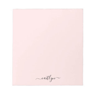 Bloco De Notas Monograma Moderno de Rosa Feminino Personalizado