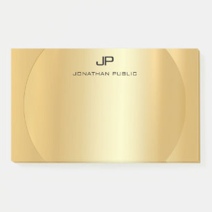 Bloco De Notas Monograma Moderno Elegante Dourado Falso Personali