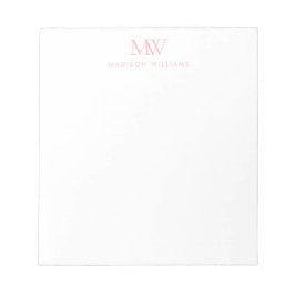 Bloco De Notas Monograma Moderno Elegante Simples Rosa