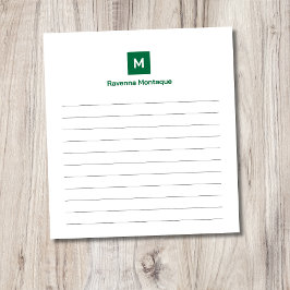 Bloco De Notas Monograma Moderno Elegante Verde Garrafa Tendência