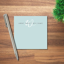 Bloco De Notas Monograma moderno em verde-teal e branco