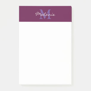 Bloco De Notas Monograma Moderno Fúchsia Rosa e Lavanda