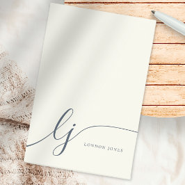 Bloco De Notas Monograma Moderno Marinho Mínimo Feminino da Costa