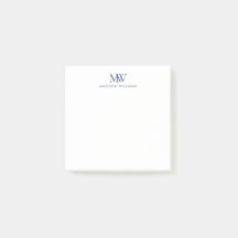 Monograma Moderno Simples Elegante Azul Marinho