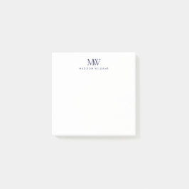 Bloco De Notas Monograma Moderno Simples Elegante Azul Marinho